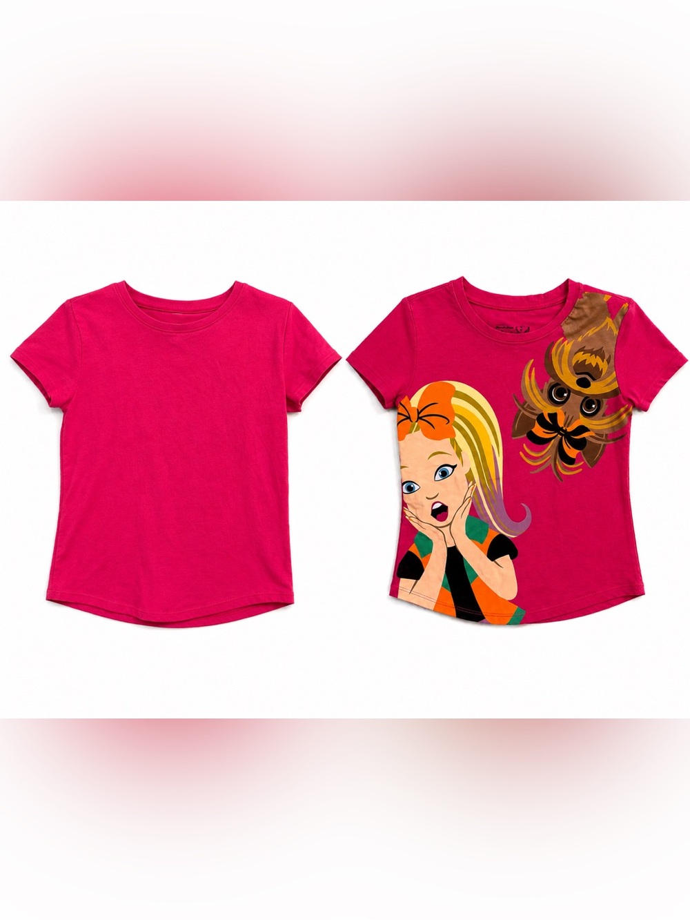 (2)Kids Short Sleeve Graphic Tee in Hot Pink 5/6 girls
